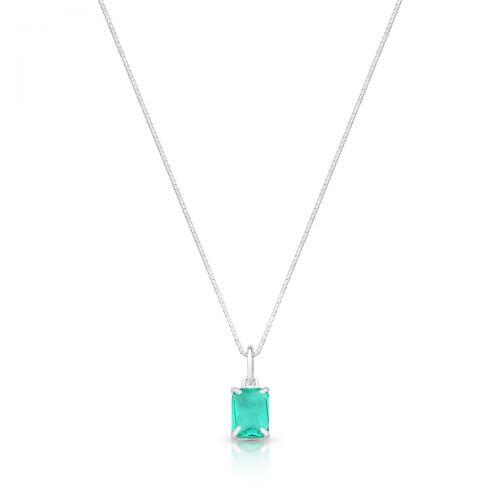 Colar Cristal Slim Turquesa | Prata 925