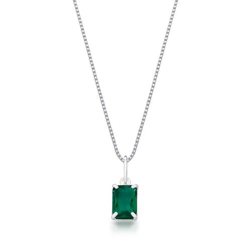 Colar Cristal Slim Verde | Prata 925